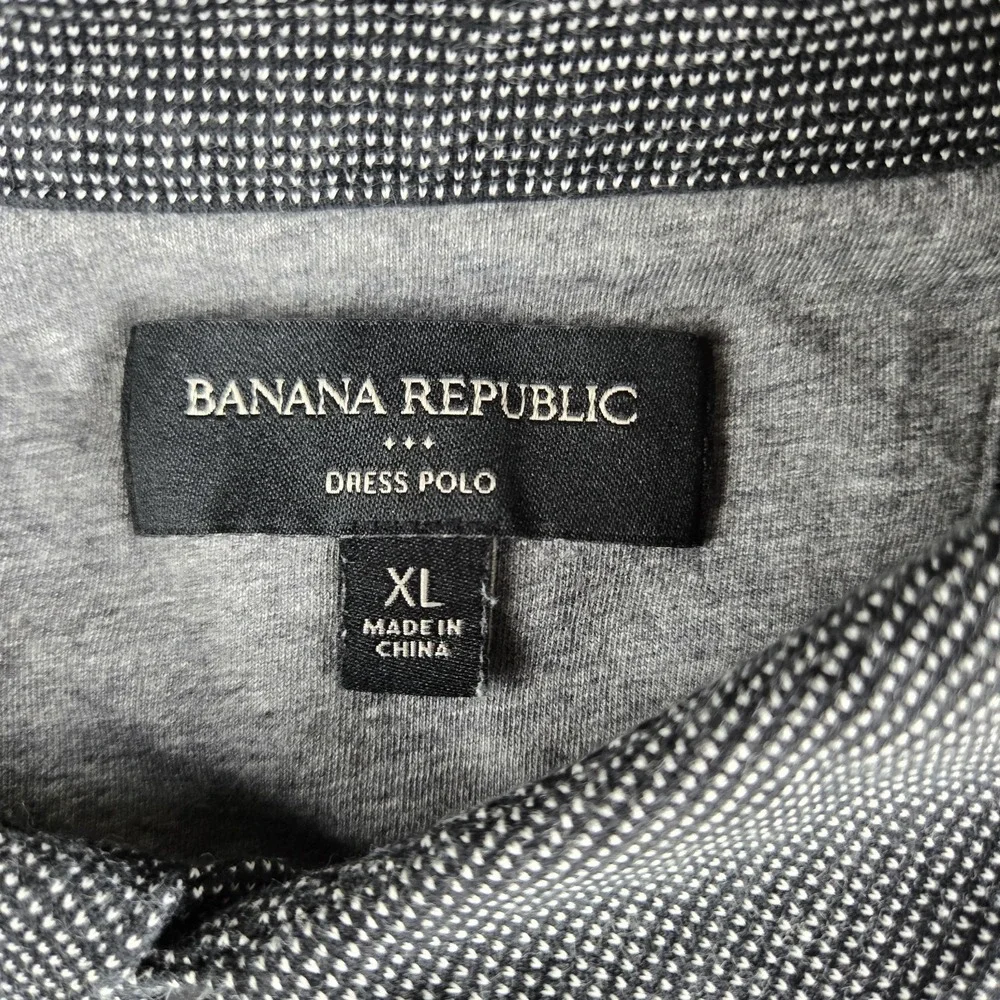 Banana Republic Dress Polo Shirt Mens XL Black Birdseye Short Sleeve Casual Work